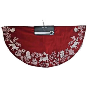 Martha Stewart Christmas Tree Skirt, Woodland Creatures Embroidered, 54", NWT,